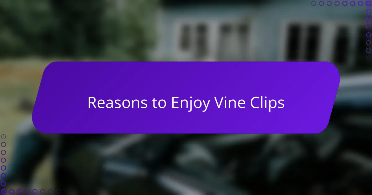 Reasons to Enjoy Vine Clips