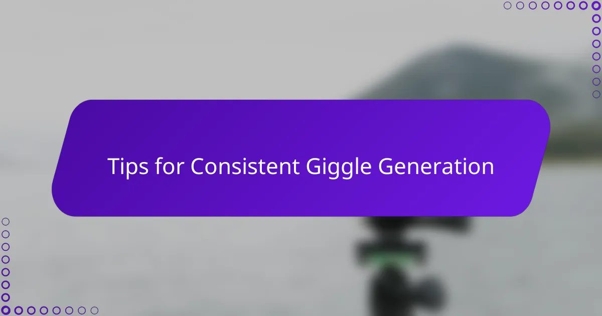 Tips for Consistent Giggle Generation