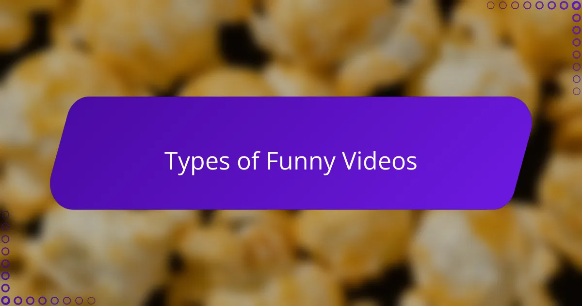 Types of Funny Videos