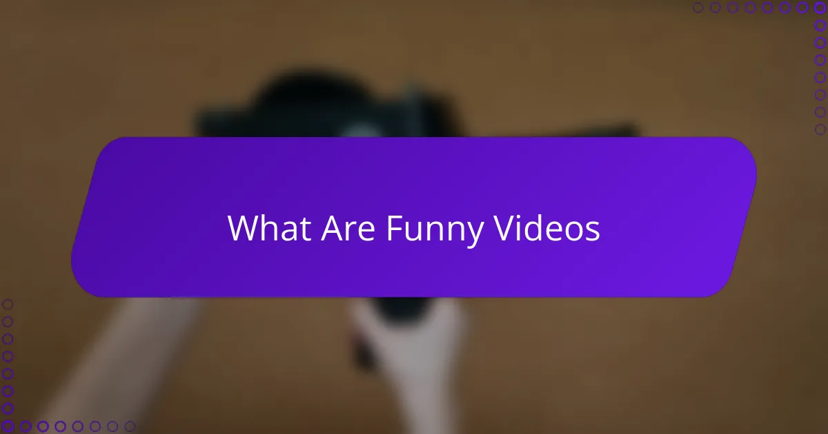 What Are Funny Videos